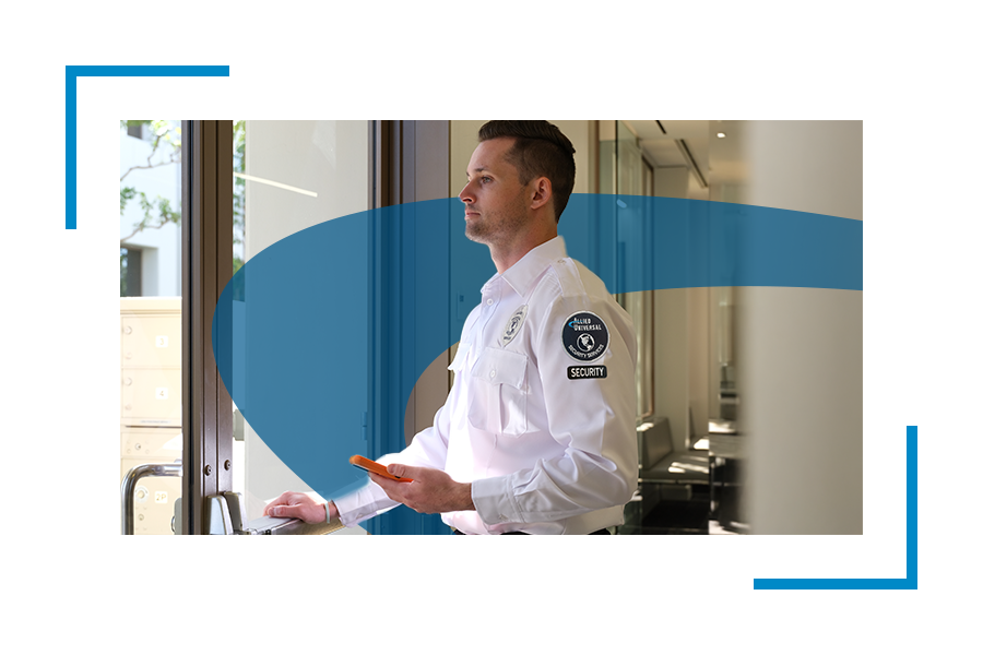 security guard with heliaus phone