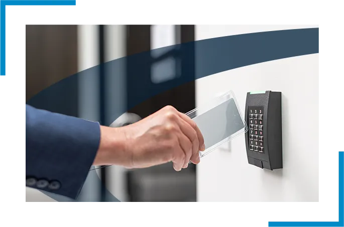 Swiping the access control card, security camera installation, access control system
