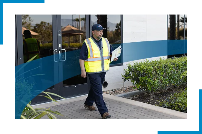 Allied universal officer walking in uniform